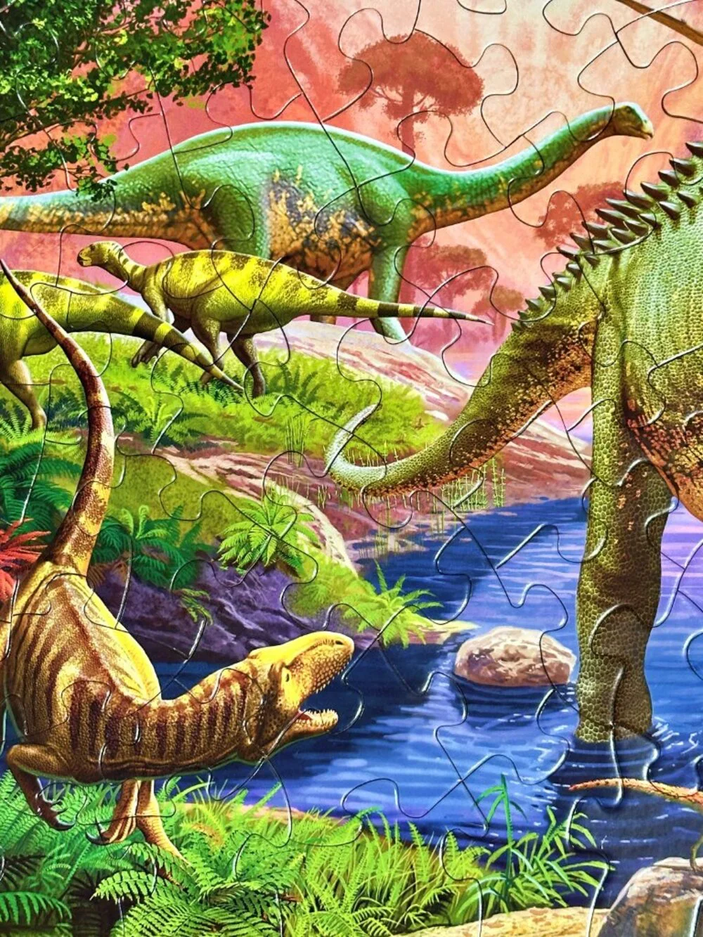 Bits and Pieces 100 Piece Puzzle Large Pieces World of Huge Dinosaurs COMPLETE!!